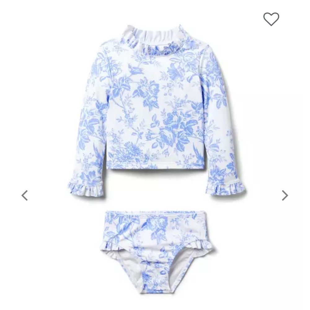 Janie and Jack Floral Toile Rash Guard Swimsuit